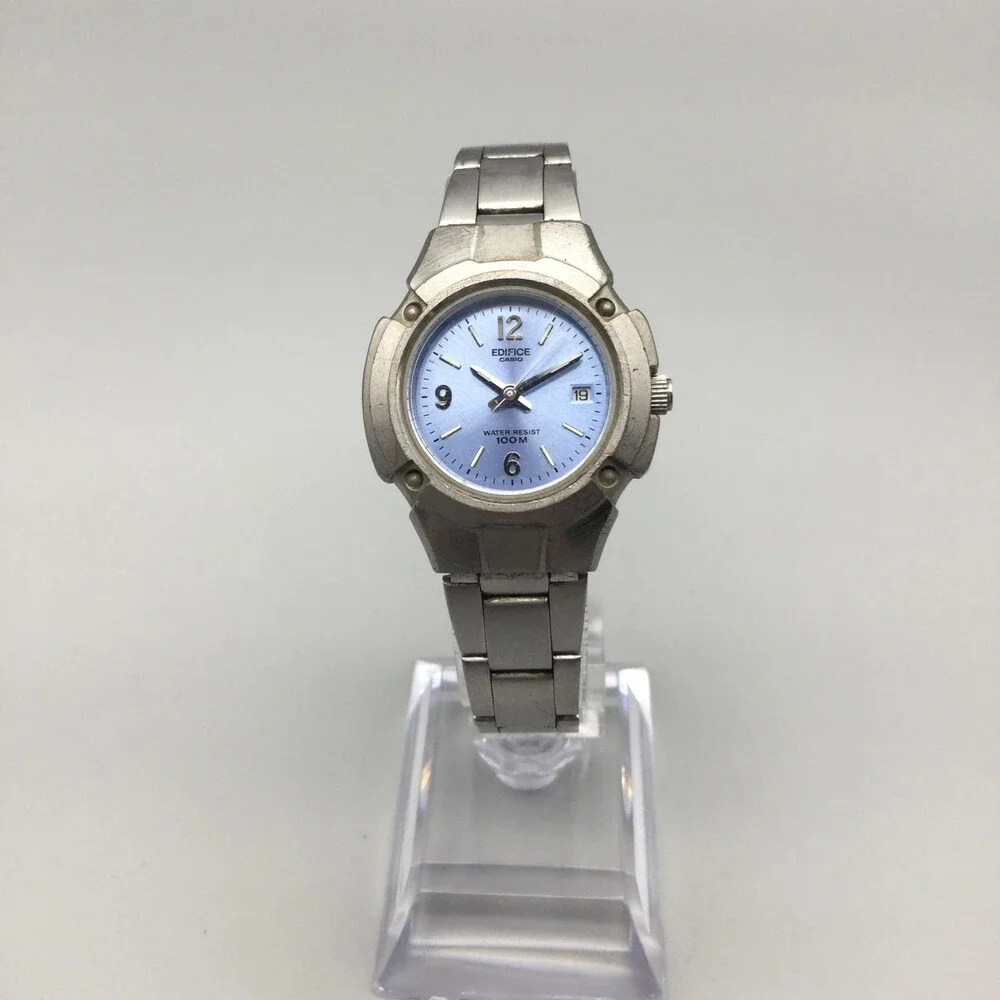 Casio Edifice 707 LWM-100 Womens Watch 29mm Blue Dial Date New Battery 6.75